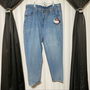 AVA•VIV cinched waist denim blue jeans